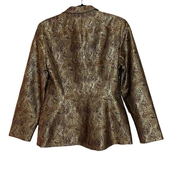CHETTA B Vintage Long Sleeve Gold Paisley Jacquard Blazer 8 - Picture 6 of 10